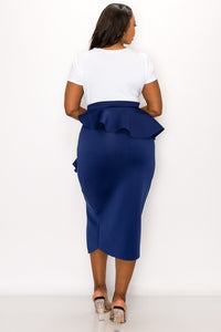 Peplum Midi Skirt - Plus