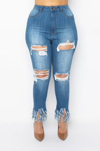 Frayed Crop Skinny Jeans - Plus