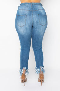 Frayed Crop Skinny Jeans - Plus