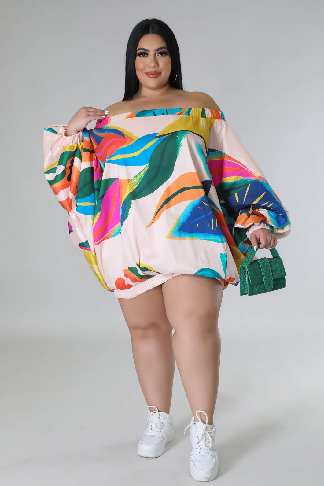 Abstract Floral Bubble Dress Plus