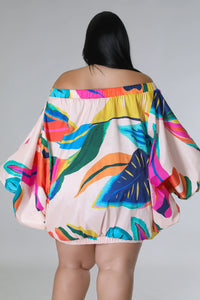 Abstract Floral Bubble Dress Plus