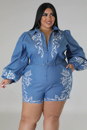 Denim Romper Plus