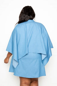 Cape Denim Shirt Dress - Plus