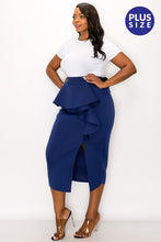 Load image into Gallery viewer, Peplum Midi Skirt - Plus