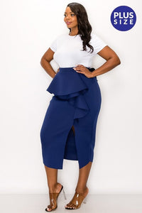 Peplum Midi Skirt - Plus